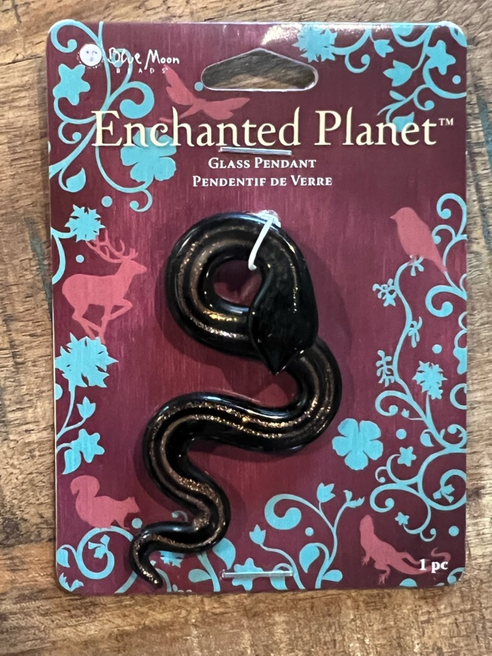 BUNDLE ONLY Glass Snake Pendant Focal Black with Golden Stripe Enchanted Planet